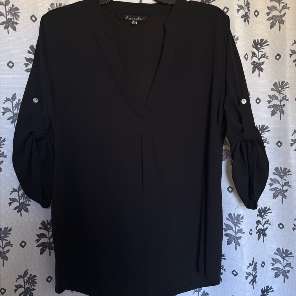 Catherine Malandrino Black V-Neck Blouse